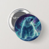 Majestic Polar Bear Design mit Northern Lights Button (Vorne & Hinten)