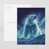 Majestic Polar Bear Design mit Northern Lights Feiertagspostkarte (Vorne/Hinten)