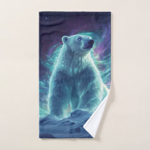 Majestic Polar Bear Design mit Northern Lights Handtuch