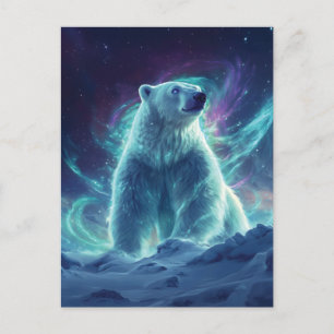 Majestic Polar Bear Design mit Northern Lights Postkarte