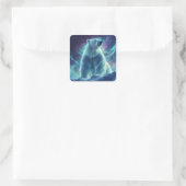 Majestic Polar Bear Design mit Northern Lights Quadratischer Aufkleber (Tasche)