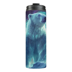 Majestic Polar Bear Design mit Northern Lights Thermosbecher
