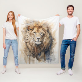 Majestic Portrait Lion Fleecedecke