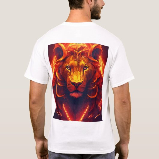 "Majestic Precision: Geometric Lion Emblem" T-Shirt (Rückseite)