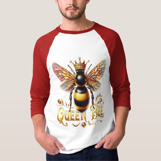 Majestic Queen Bee Illustration mit einer Krone T-Shirt (Vorderseite)