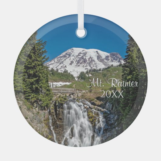 Majestic Rainier mit Myrle Falls, Paradise Ornament Aus Glas (Vorderseite)