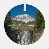 Majestic Rainier mit Myrle Falls, Paradise Ornament Aus Glas (Rückseite)