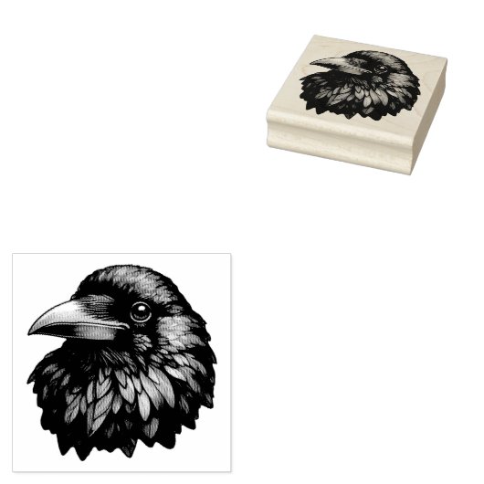 Majestic Raven Portrait - Rabe, Vogel, wild lebend Gummistempel (Stempel)