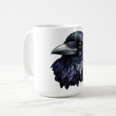 Majestic Raven Portrait - Rabe, Vogel, wild lebend Kaffeetasse (Vorderseite Links)