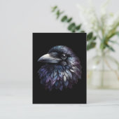 Majestic Raven Portrait - Rabe, Vogel, wild lebend Postkarte (Stehend Vorderseite)