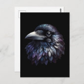 Majestic Raven Portrait - Rabe, Vogel, wild lebend Postkarte (Vorne/Hinten)