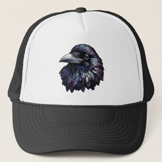 Majestic Raven Portrait - Rabe, Vogel, wild lebend Truckerkappe (Vorderseite)