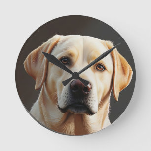Majestic Realistisches Labrador Retriever Ölgemäld Runde Wanduhr