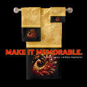 Majestic Red and Gold Peacock Badhandtuch Set