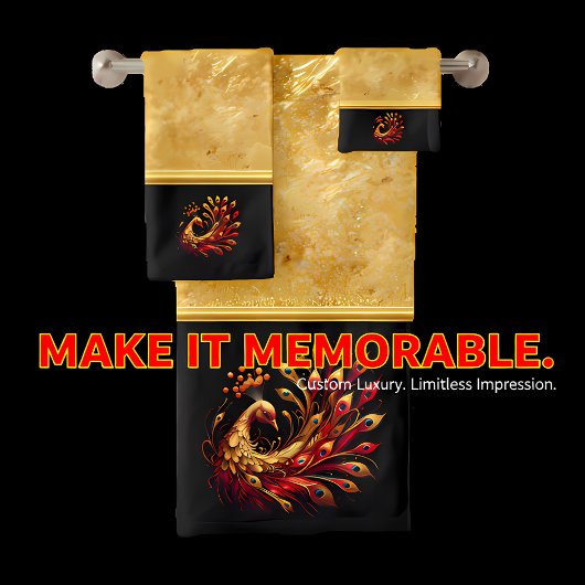 Majestic Red and Gold Peacock Badhandtuch Set