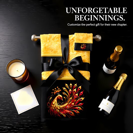 Majestic Red and Gold Peacock Badhandtuch Set