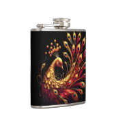 Majestic Red and Gold Peacock Flachmann (Rechts)