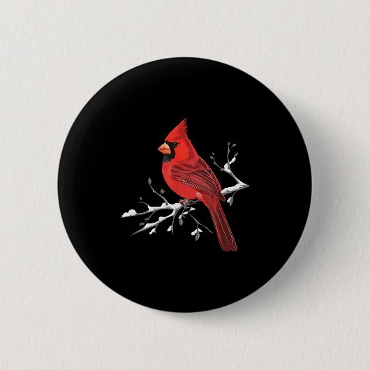Majestic Red Cardinal Birdwatching Birdwatcher Bir Button (Vorderseite)