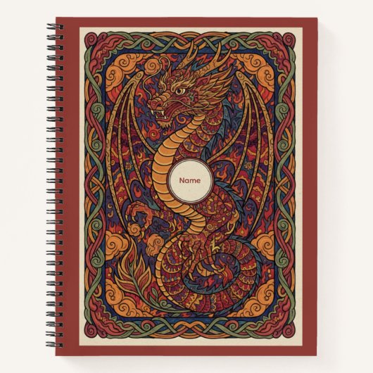 Majestic Red Dragon Celtic Knotwork Nooracle Notizblock (Vorderseite)