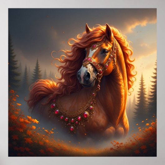 Majestic Red Horse Poster (Vorne)