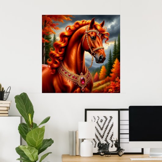 Majestic Red Horse Poster (Heimbüro)