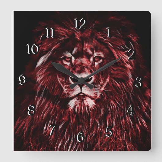 Majestic Red Lion Quadratische Wanduhr (Vorderseite)