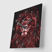 Majestic Red Lion Quadratische Wanduhr (Winkel)