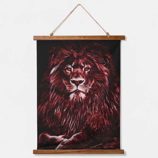 Majestic Red Lion Wandteppich Mit Holzrahmen (Vorderseite)