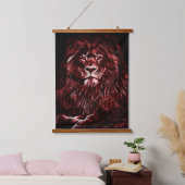 Majestic Red Lion Wandteppich Mit Holzrahmen (Schlafzimmer)