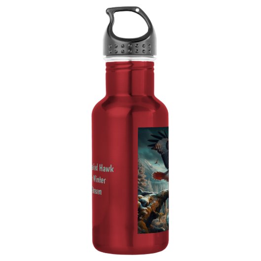 Majestic Red-Tail Hawk Soaring Edelstahlflasche (Rückseite)