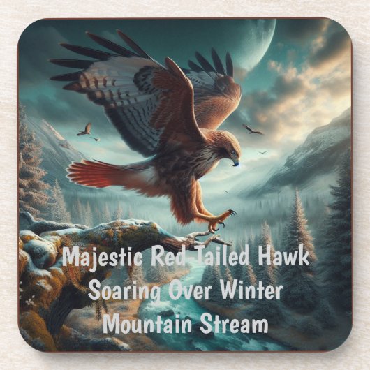 Majestic Red-Tail Hawk Soaring Getränkeuntersetzer (Vorderseite)