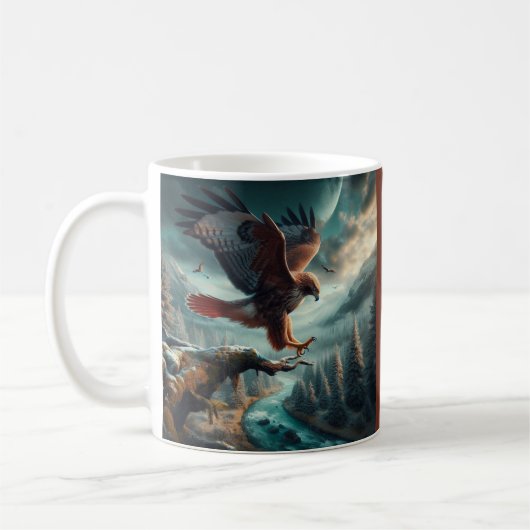Majestic Red-Tail Hawk Soaring Kaffeetasse (Links)