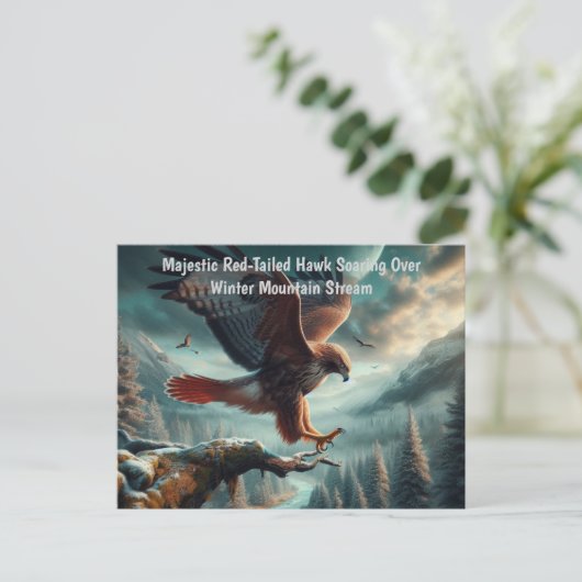 Majestic Red-Tail Hawk Soaring Postkarte (Stehend Vorderseite)