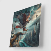 Majestic Red-Tail Hawk Soaring Quadratische Wanduhr (Winkel)