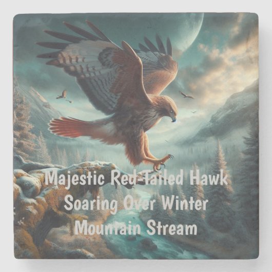 Majestic Red-Tail Hawk Soaring Steinuntersetzer (Vorderseite)