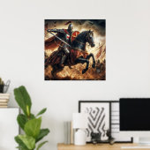 Majestic Red Toned Crusade Ritter in Schlacht Poster (Heimbüro)