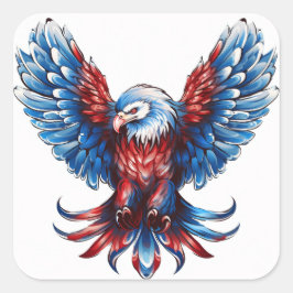 Majestic Red, White, Blue, Eagle Quadratischer Aufkleber