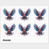 Majestic Red, White, Blue, Eagle Quadratischer Aufkleber (Blatt)