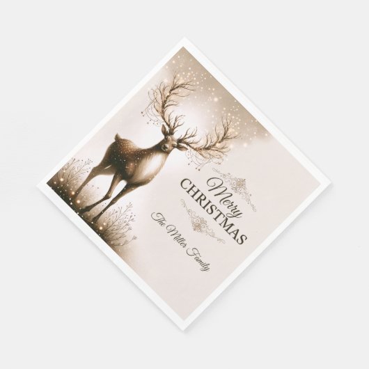 Majestic Reindeer, frohe Weihnachten Personalisier Serviette (Ecke)