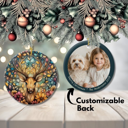 Majestic Rentier Christmas Anpassbare Keramik O Ornament