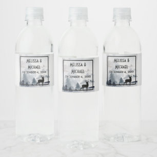 Majestic Rentier Gray Watercolor Wedding Wasserflaschenetikett