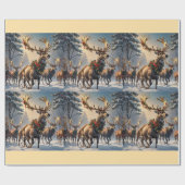 Majestic Rentier in a Winter Wonderland - Matte W Geschenkpapier (Flach)