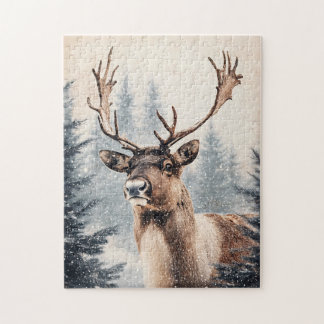 Majestic Rentier in Snowy Forest Puzzle