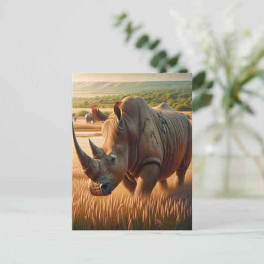 Majestic Rhino Roaming of the Meadows Postkarte (Stehend Vorderseite)