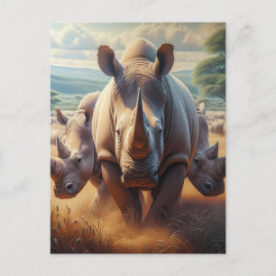 Majestic Rhinoceros Mutter mit jungen Postkarte
