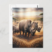Majestic Rhinos Roaming Postkarte (Vorne/Hinten)