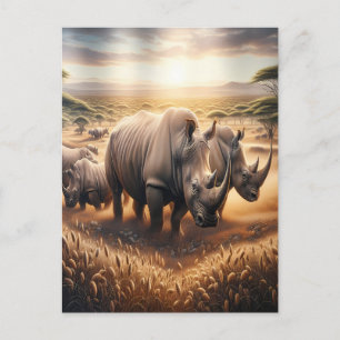 Majestic Rhinos Roaming Postkarte