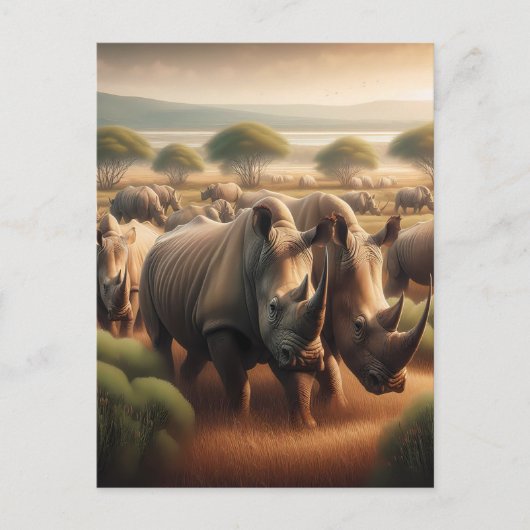 Majestic Rhinos Roaming Postkarte (Vorderseite)