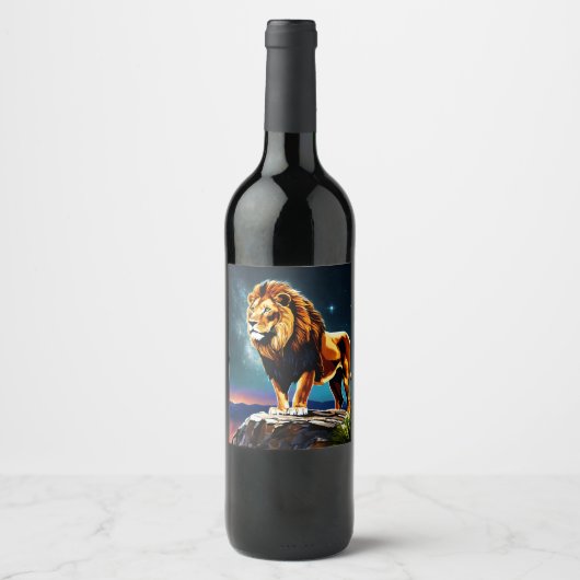 "Majestic Roar: Ein Löwenblick" Weinetikett (Vorderseite)