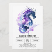 Majestic Roaring Fun Mittelalter Geburtstag Einladung (Vorne/Hinten)